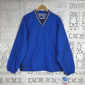 NWT Holloway Waterproof Blue V Neck Windbreaker Pullover Long Sleeve Mens Large